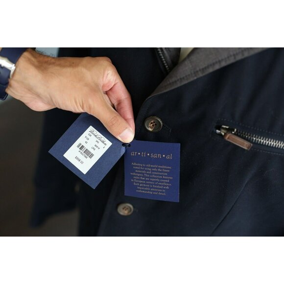 Brooks Brothers Golden Fleece Reversible Down Jacket Coat Navy/Grey sz L $995 - Picture 3 of 9